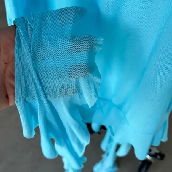 Strapless Blue Dress with Floral Detail and Chocker - Picture 11 of 11